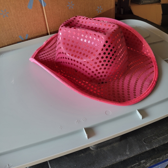 Vibrant Pink Sequinced Cowgirl Hat - Picture 2 of 6